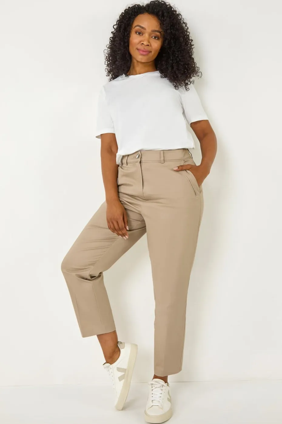 Roman Mocha Petite Tapered Stretch Trouser