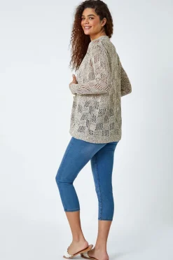 Roman Multi Tape Knit Cotton Blend Cardigan
