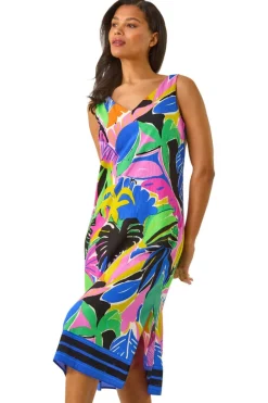 Roman Multi Tropical Print Midi Dress