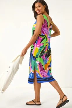 Roman Multi Tropical Print Midi Dress