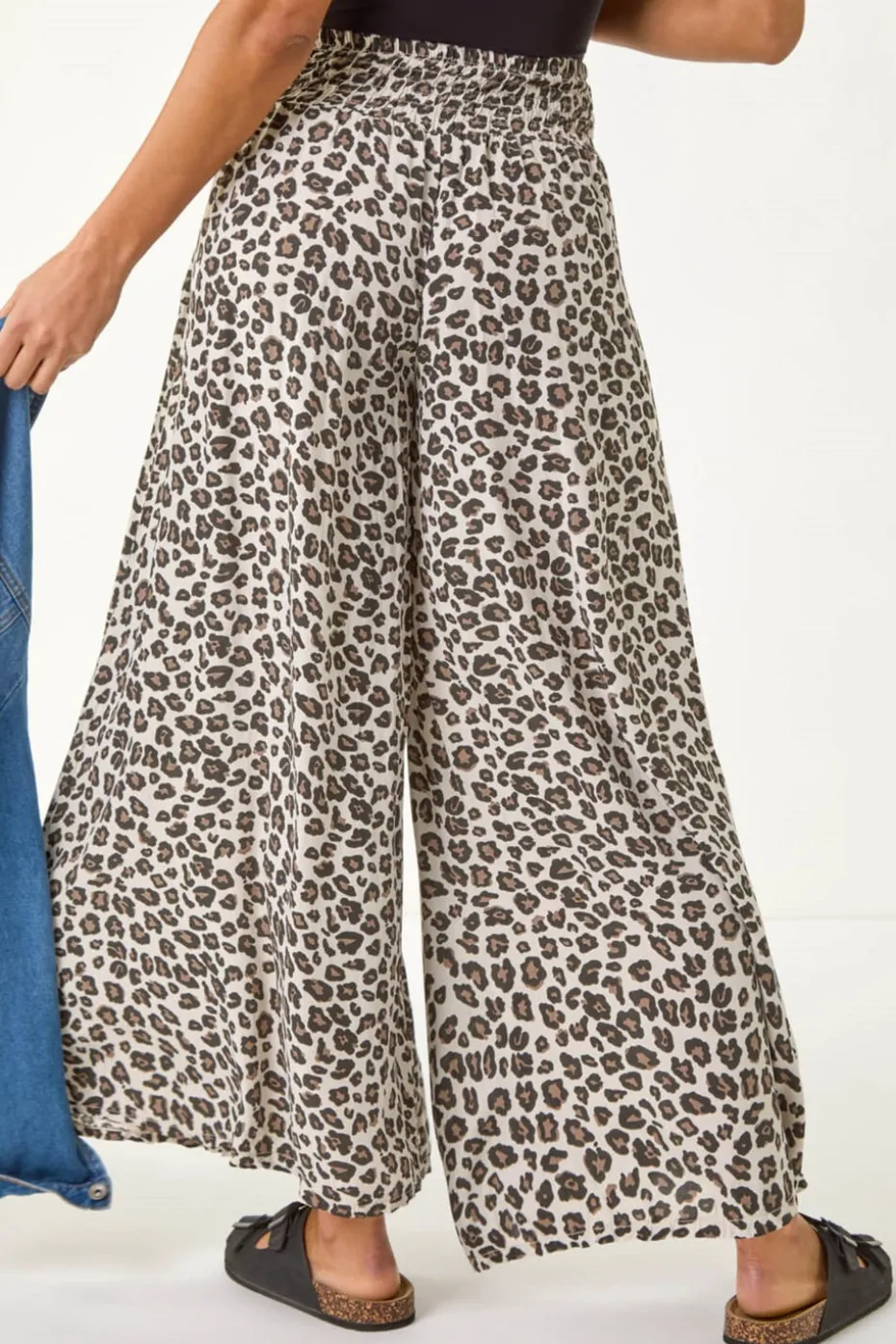 Roman Natural Animal Print Wide Leg Trousers