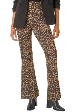 Roman Natural Animal Print Flare Stretch Trouser