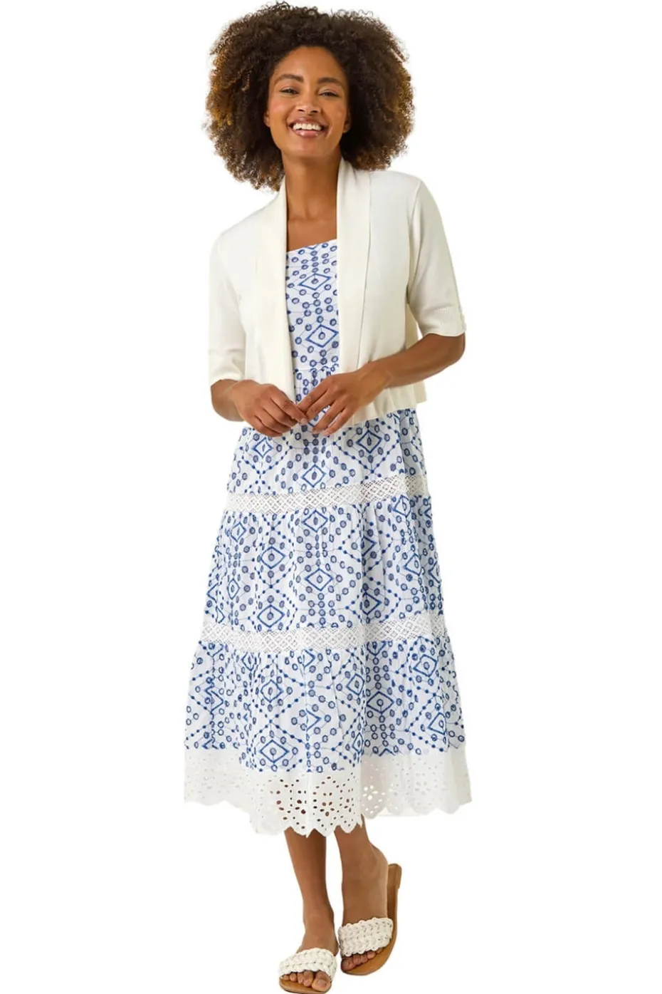 Roman Natural Button Cuff Knitted Shrug