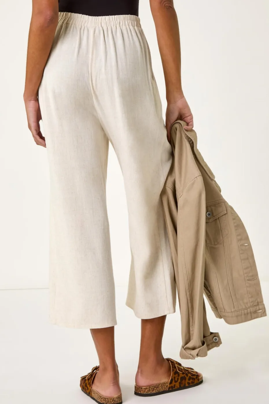 Roman Natural Cropped Linen Trouser