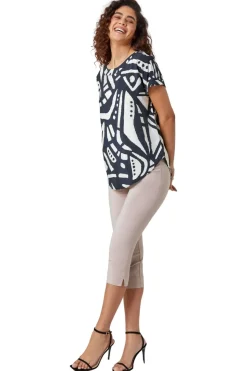 Roman Natural Cropped Stretch Trouser Capri Summer Leggings 3/4 Pedal Pushers