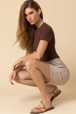 Roman Natural Elastic Waist Turn Up Stretch Shorts
