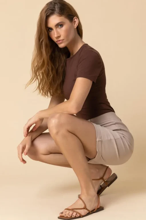 Roman Natural Elastic Waist Turn Up Stretch Shorts