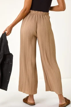 Roman Natural Pleated Wide Leg Stretch Culottes