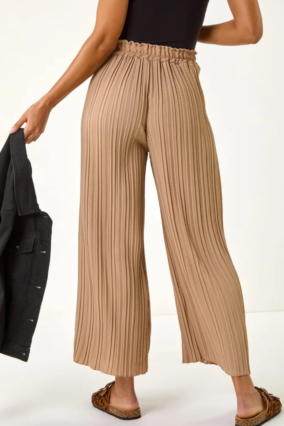 Roman Natural Pleated Wide Leg Stretch Culottes