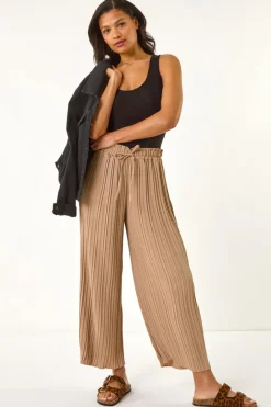 Roman Natural Pleated Wide Leg Stretch Culottes