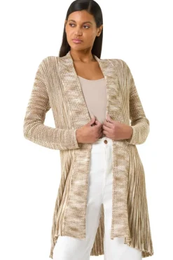 Roman Natural Pointelle Longline Cardigan