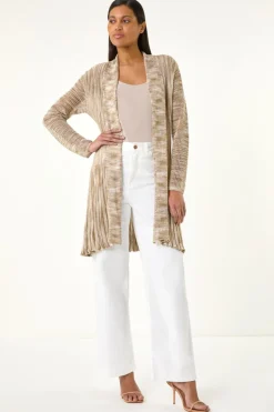 Roman Natural Pointelle Longline Cardigan