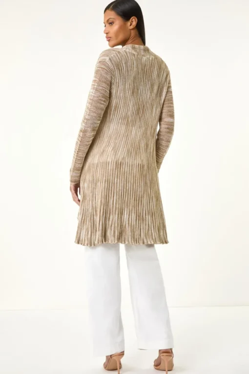 Roman Natural Pointelle Longline Cardigan