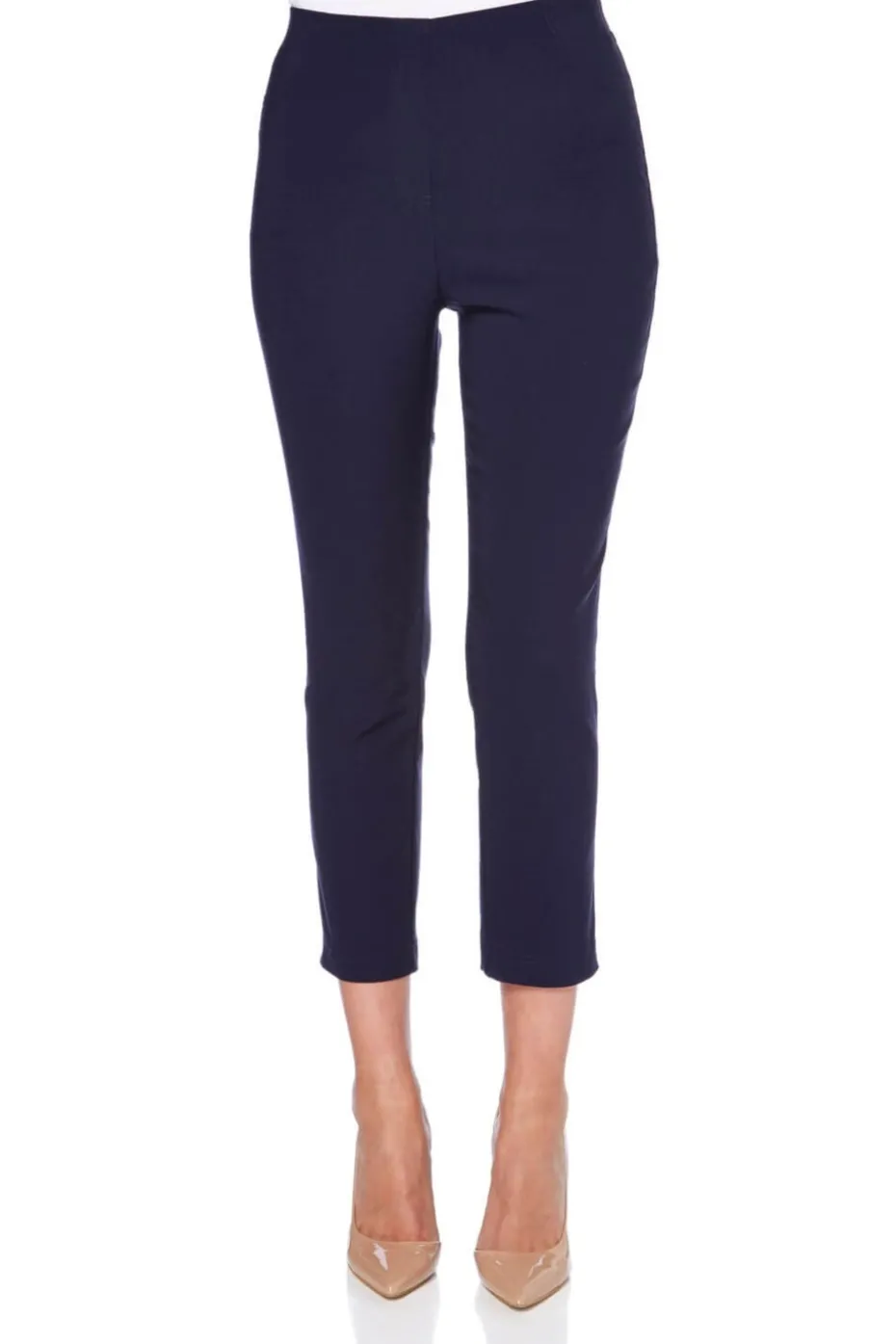 Roman Navy 3/4 Length Stretch Elastic Waist Trouser