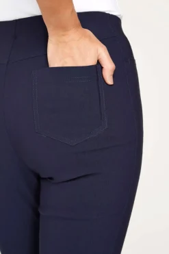 Roman Navy 3/4 Length Stretch Elastic Waist Trouser