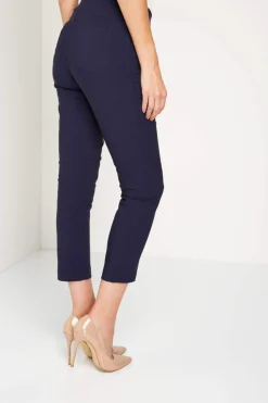 Roman Navy 3/4 Length Stretch Elastic Waist Trouser
