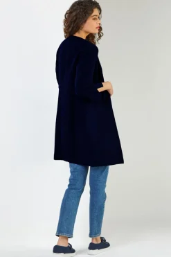 Roman Navy 3/4 Sleeve Textured Longline Jacket