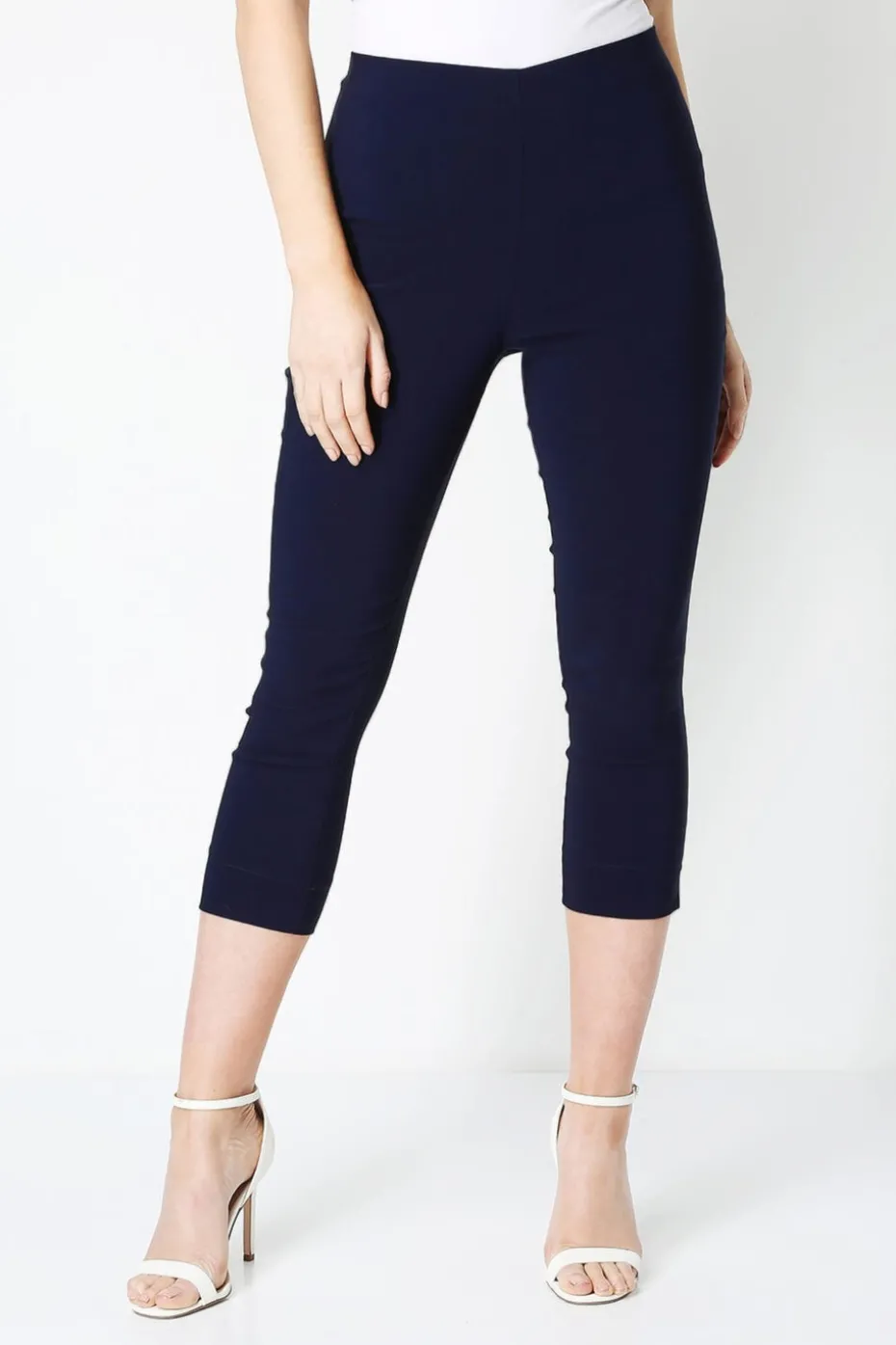 Roman Navy Blue Cropped Stretch Trouser Capri Summer Leggings 3/4 Pedal Pushers