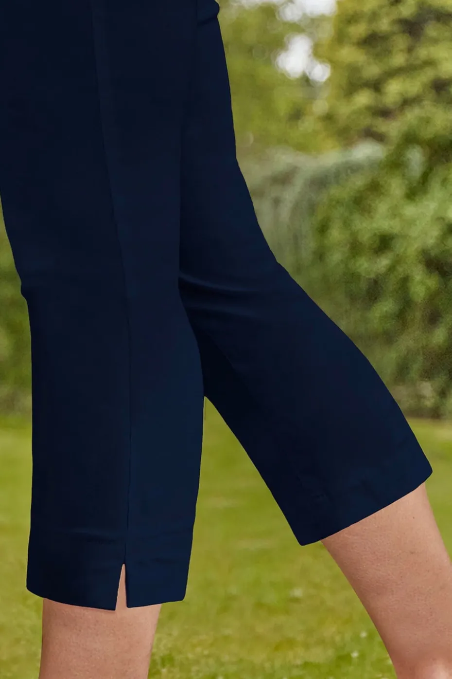 Roman Navy Blue Cropped Stretch Trouser Capri Summer Leggings 3/4 Pedal Pushers