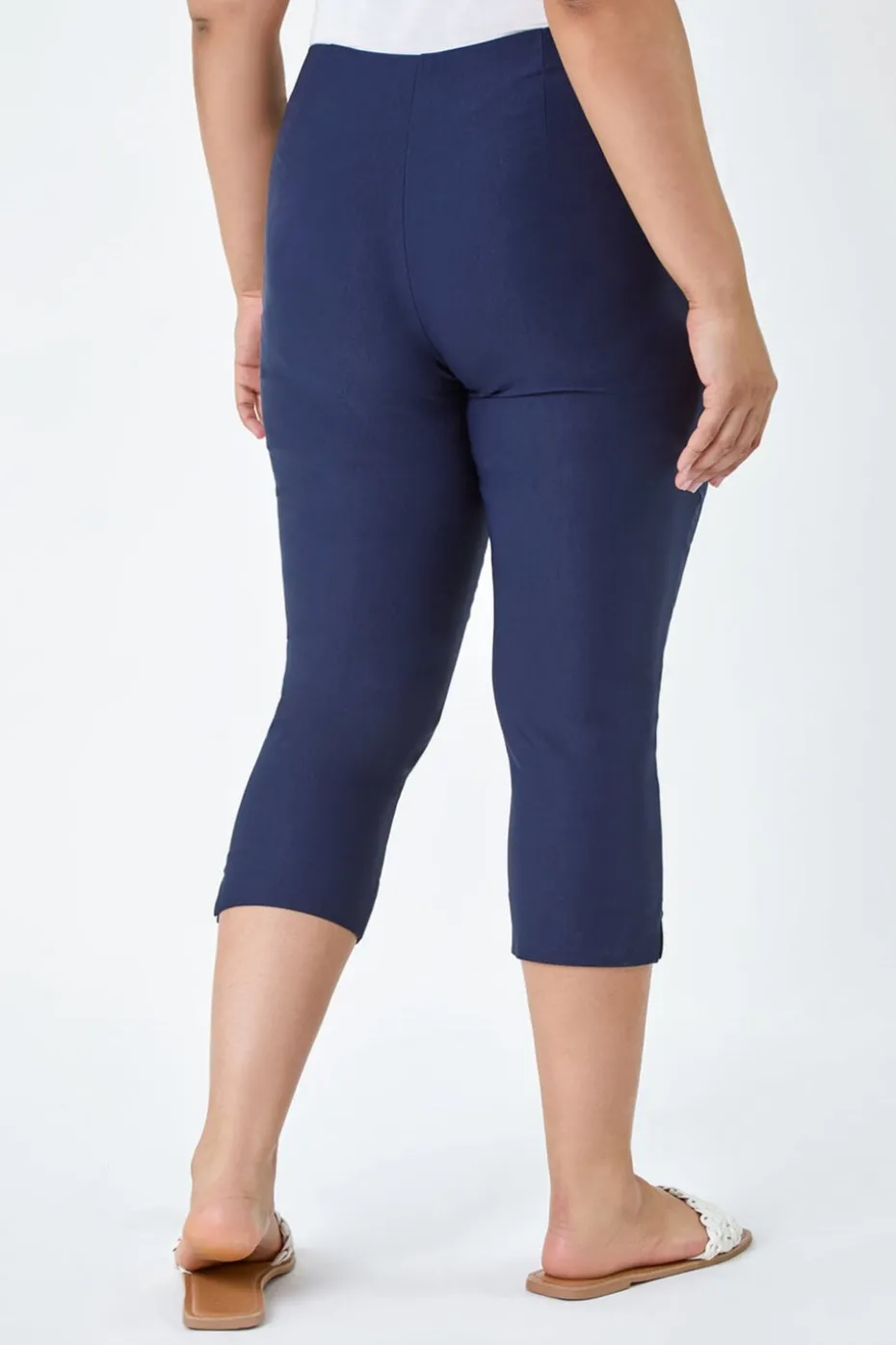 Roman Navy Blue Curve Cropped Stretch Trouser