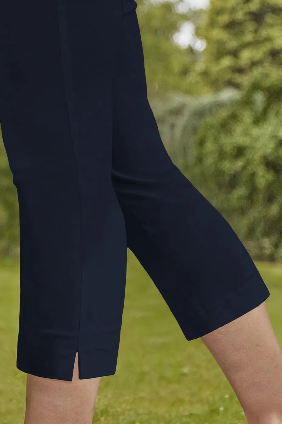 Roman Navy Blue Petite Cropped Stretch Trousers