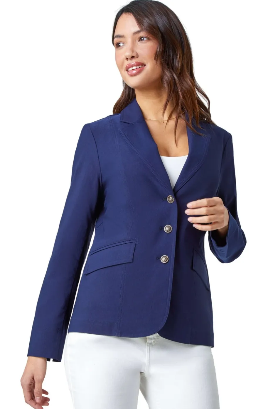 Roman Navy Button Detail Stretch Blazer
