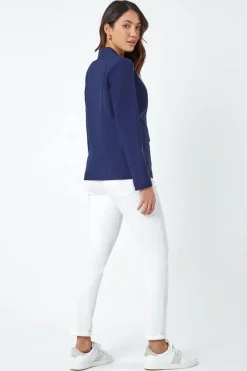 Roman Navy Button Detail Stretch Blazer