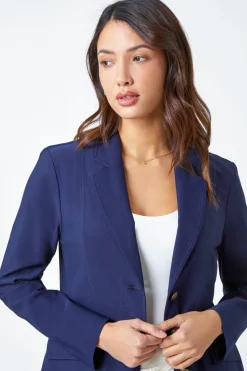 Roman Navy Button Detail Stretch Blazer