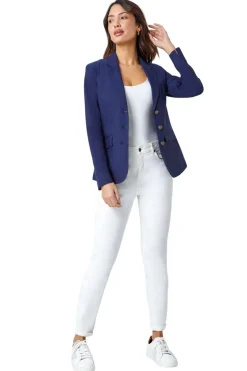 Roman Navy Button Detail Stretch Blazer