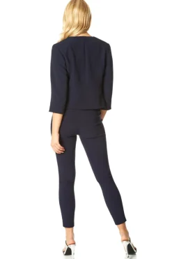 Roman Navy Cropped Bolero Tailored Jaquard Jacket Wedding Shrug Fitted Blazer