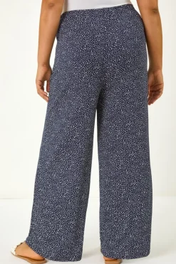 Roman Navy Curve Abstract Spot Print Palazzo Trouser