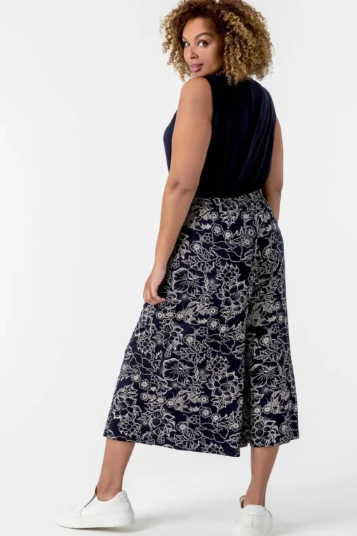 Roman Navy Curve Plain V-Neck Vest Top