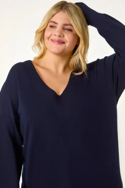 Roman Navy Curve V-Neck Relaxed Jumper