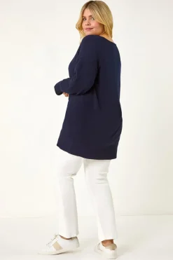 Roman Navy Curve V-Neck Relaxed Jumper