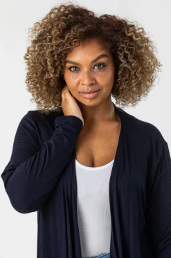 Roman Navy Curve Waterfall Front Jersey Cardigan