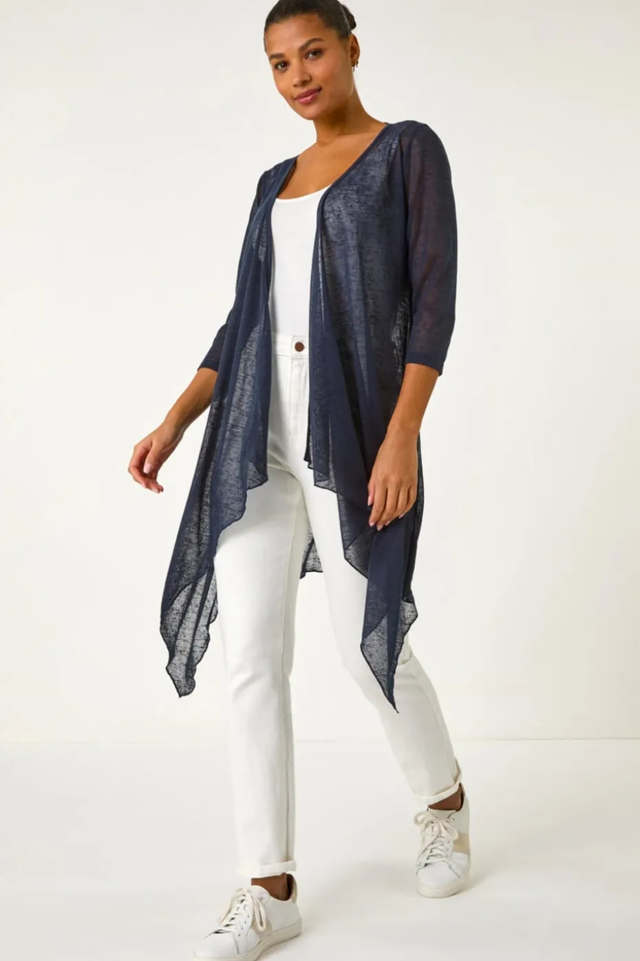 Roman Navy Longline Waterfall Cardigan