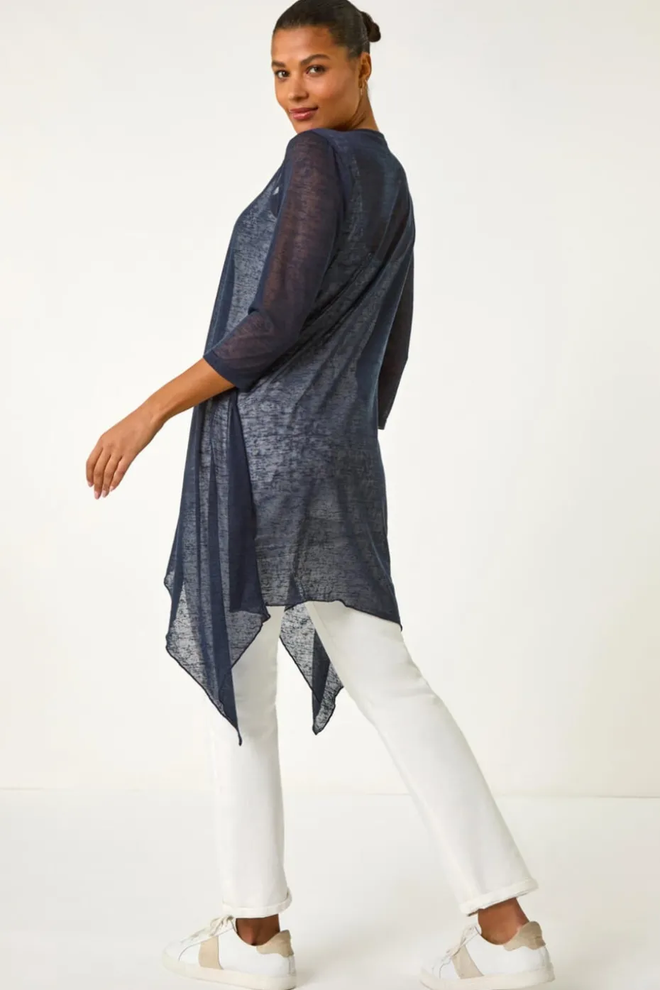 Roman Navy Longline Waterfall Cardigan