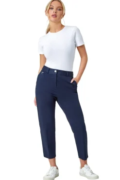 Roman Navy Petite Cotton Ankle Grazer Tapered Trousers