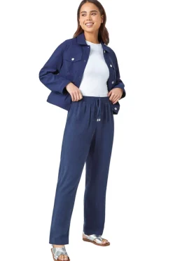 Roman Navy Petite Linen Mix Trousers