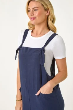 Roman Navy Petite Strap Woven Jumpsuit
