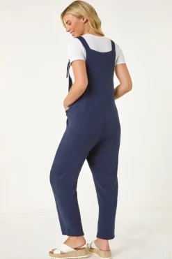 Roman Navy Petite Strap Woven Jumpsuit