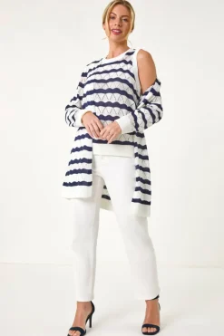 Roman Navy Petite Stripe Knitted Vest