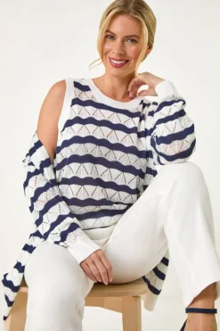 Roman Navy Petite Stripe Knitted Vest