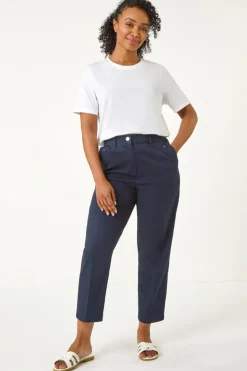 Roman Navy Petite Tapered Stretch Trouser