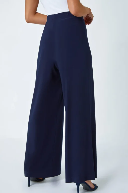 Roman Navy Petite Wide Leg Stretch Trouser