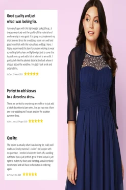 Roman Navy Ruched Hem Chiffon Bolero