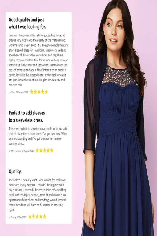 Roman Navy Ruched Hem Chiffon Bolero