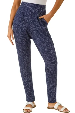 Roman Navy Spot Print Harem Trouser