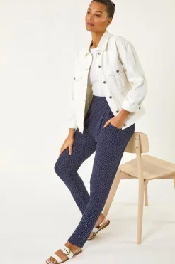 Roman Navy Spot Print Harem Trouser