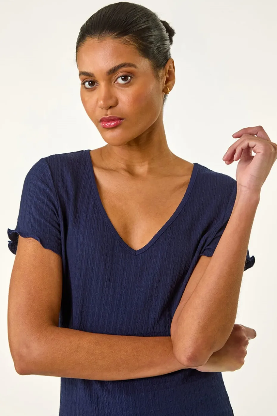 Roman Navy Textured Lettuce Edge Top